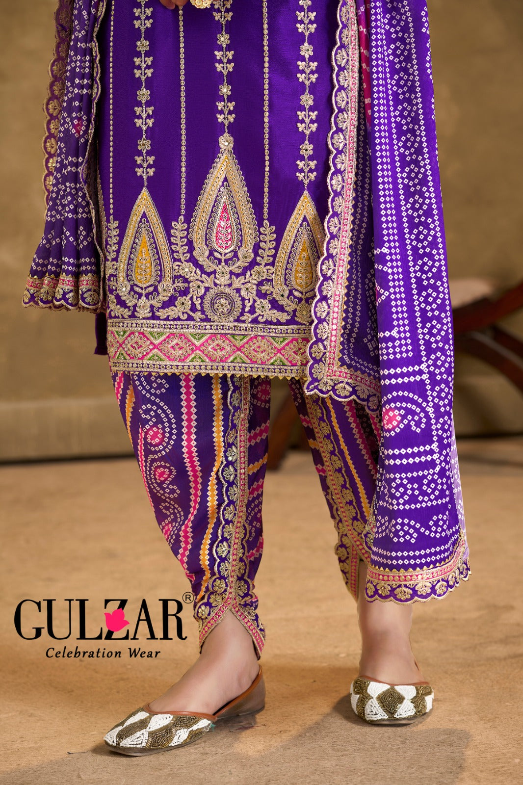 Phoolzari  Free Size Readymade 3 Piece Suit by Gulzar