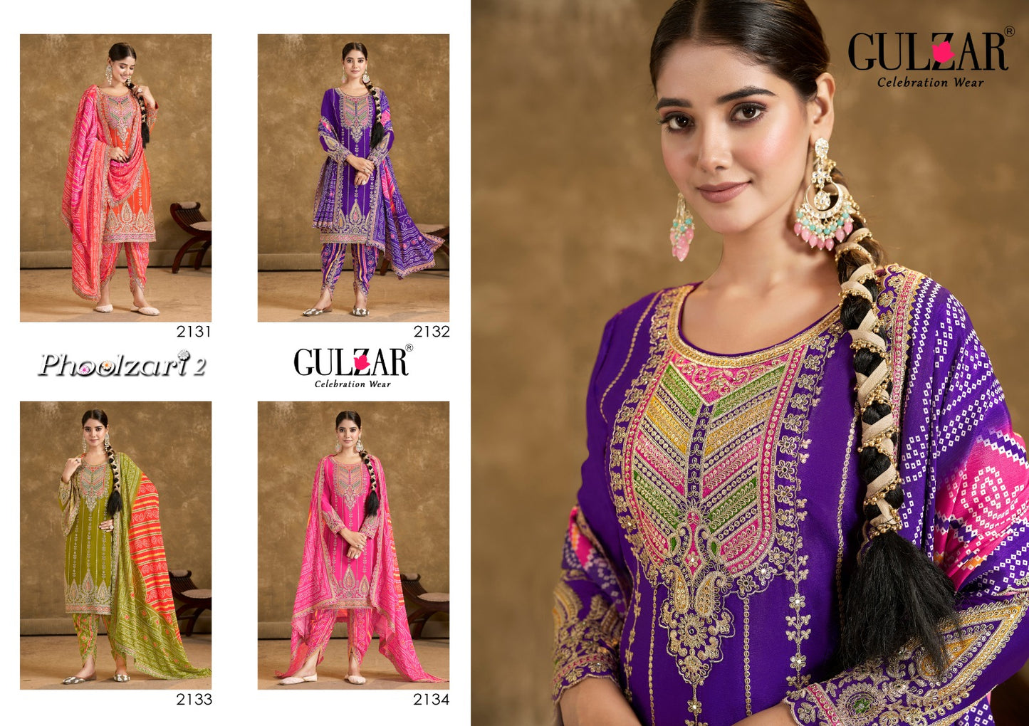 Phoolzari  Free Size Readymade 3 Piece Suit by Gulzar