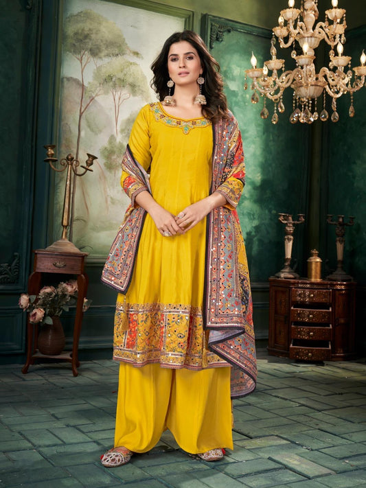 Anarkali Style Suit Jaykara Pair with Dupatta Set 3-Piece Kurti - Plazzo - Dupatta