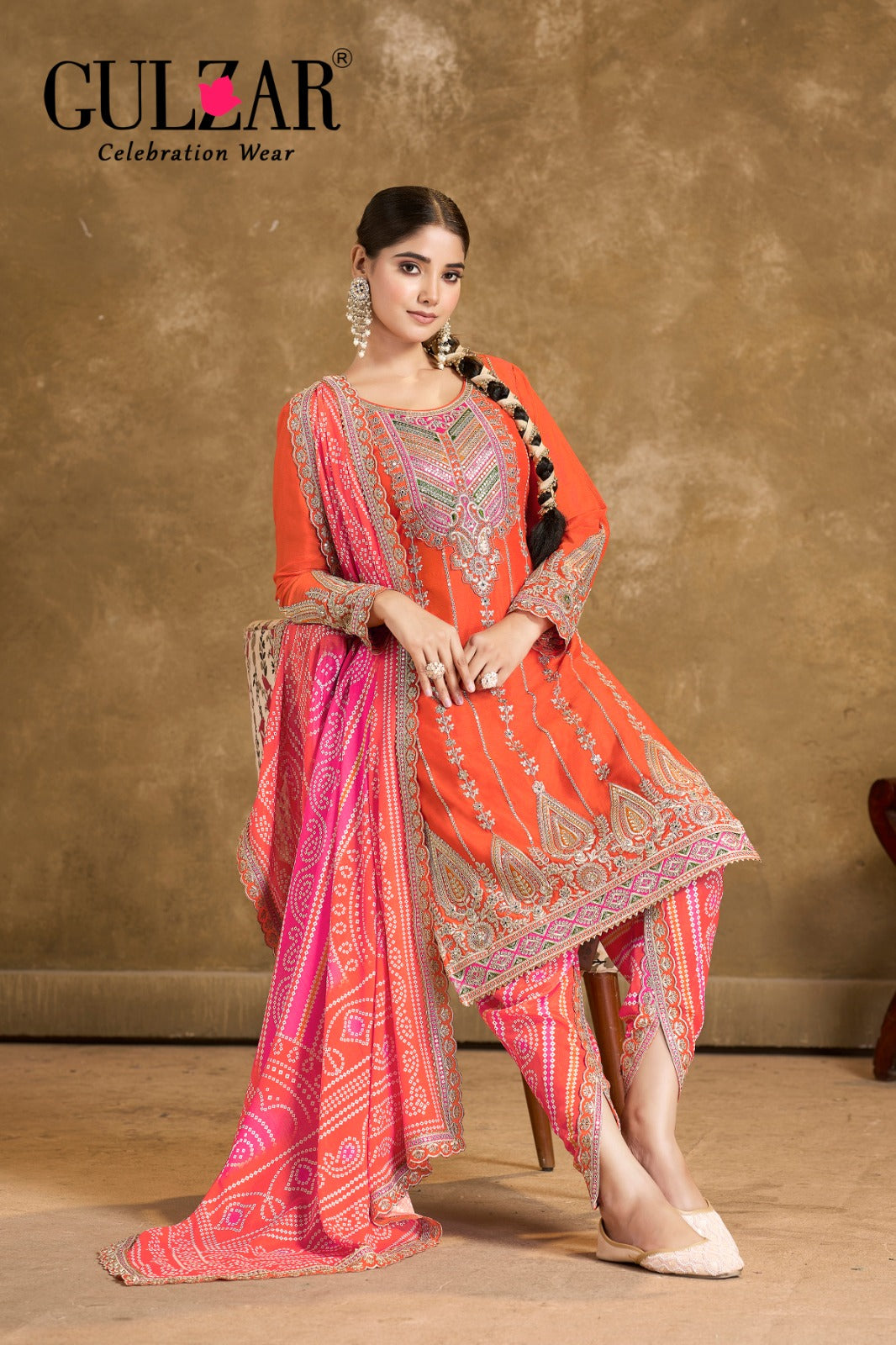 Phoolzari  Free Size Readymade 3 Piece Suit by Gulzar