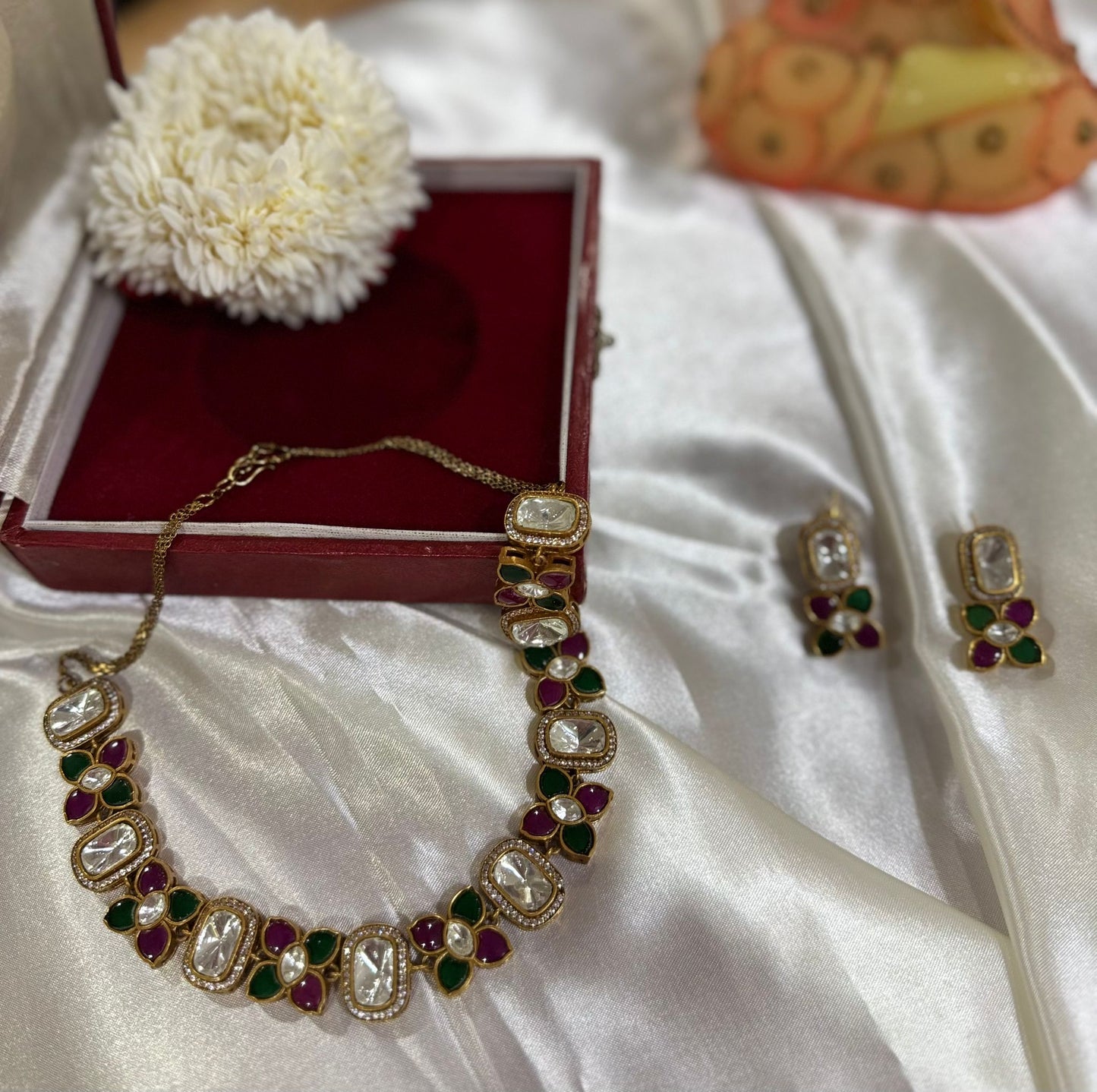 Traditional Kundan Multicolored Stone Jewelry Set