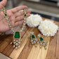 Traditional and Elegant Green Stone Long Necklace Set