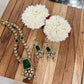 Traditional and Elegant Green Stone Long Necklace Set