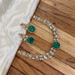 Modern Green Polki Golden Necklace Set