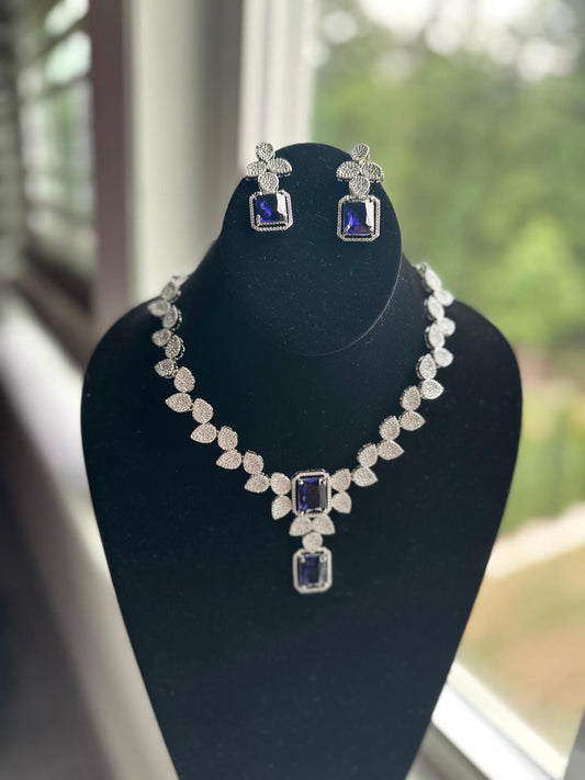 Blue Stone AD Necklace Set