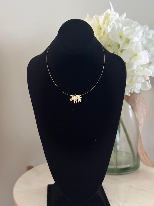 Invisible Necklace with small Elephant Pengant